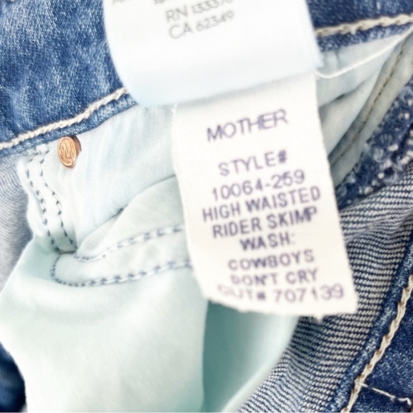 MOTHER SUPERIOR Blue Denim High Waisted Rider Skimp Frayed Hem Jeans, Size 29 - Picture 8 of 12